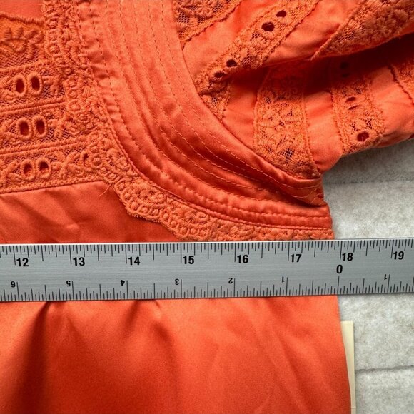 Women’s XS Orange Lace Sleeve Pencil Cocktail Party Dress NWT Square Neck - Picture 9 of 10